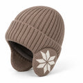 Fleece Lined Beanie Ribbed Knit & Ear Flap (One Size Fits Most)