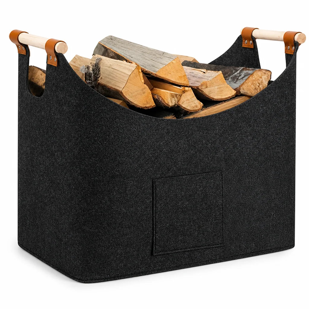 Firewood Basket Foldable Felt Wood Carrier
