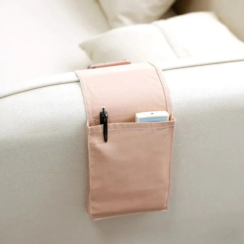 Cotton-Linen Bed Organizer with Multiple Compartments