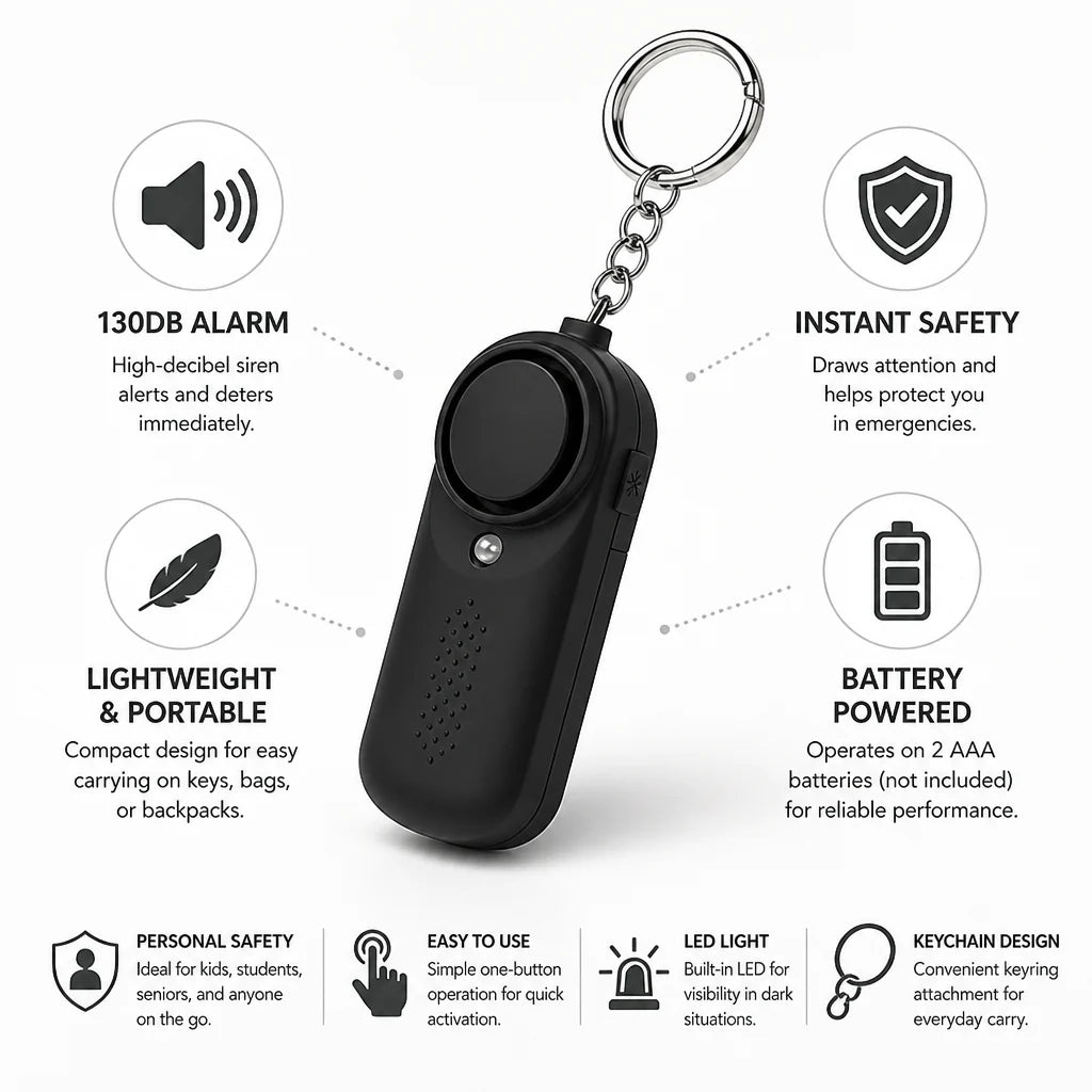 130dB Siren Keychain Personal Alarm