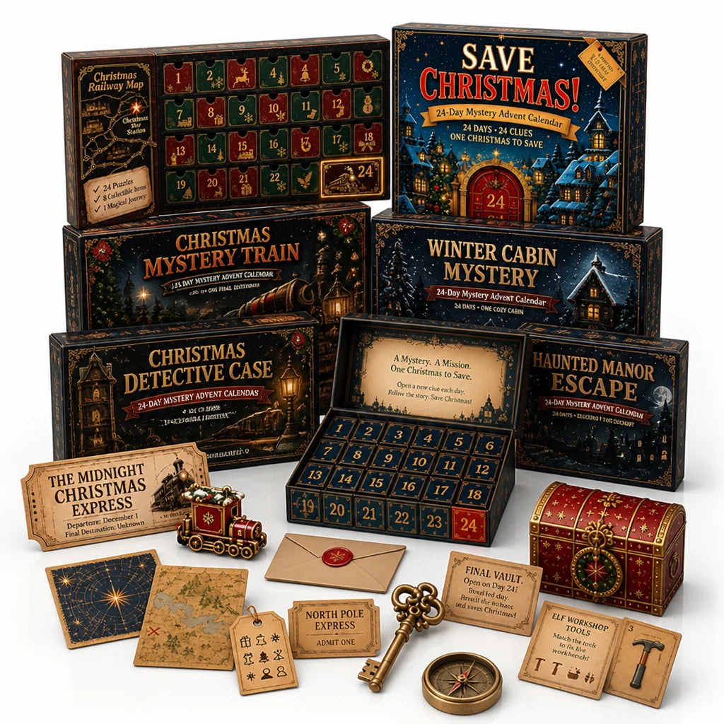 24-Day Escape Room Puzzle Advent Calendar (6 Themes)