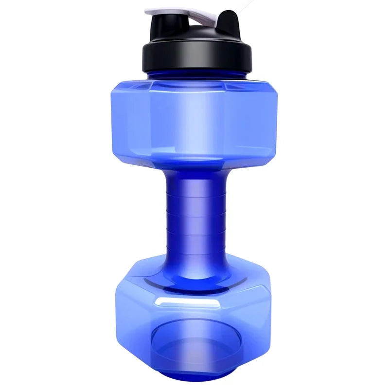 Dumbbell-shaped water bottle BPA-free with flip lid