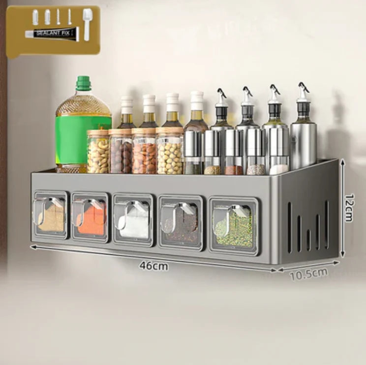 Spice Rack Without Drilling – 3 Transparent Drawers