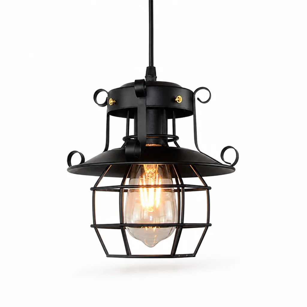 Adjustable Pendant Light in Iron Cage Design