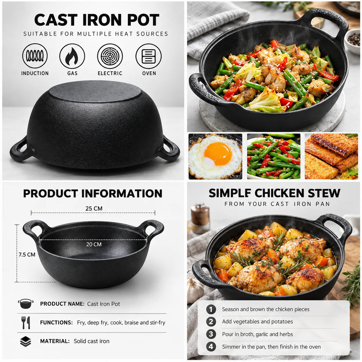 FerroPure Cast Iron Pot without Coating
