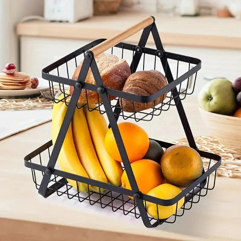 Storage basket with carrying handle & bead decoration
