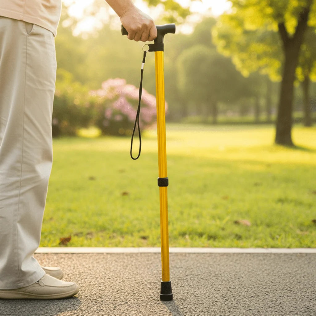 Walking Cane, Folding Mobility Aid, Adjustable Height