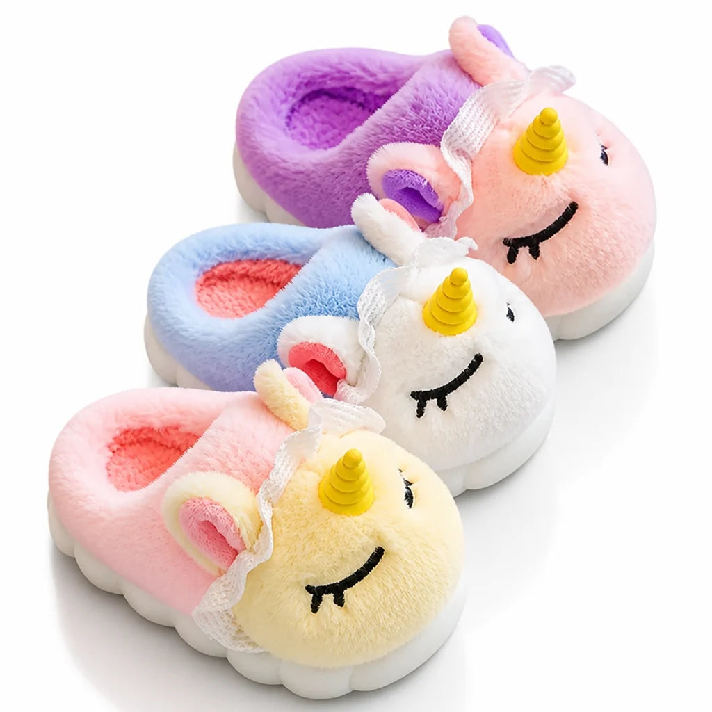 Soft Plush Unicorn Slippers with Non-Slip Sole (Children)