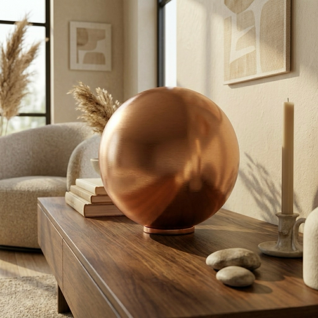 Copper-Tone Sphere Sculpture
