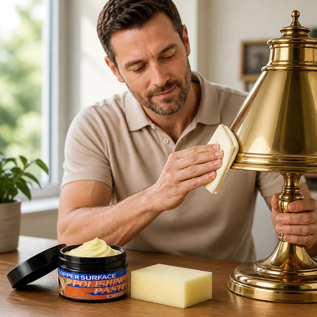 Professional Micro-Abrasive Non-Toxic Brass and Copper Polishing Paste (30 ml + Sponge)