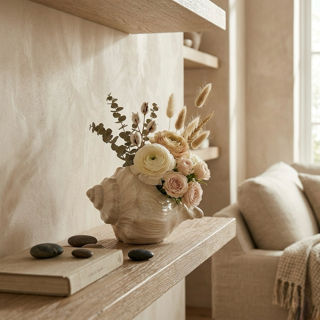 Coastal Shell Decorative Vase