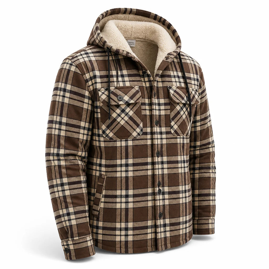 Thermally Lined Hooded Flannel Overshirt