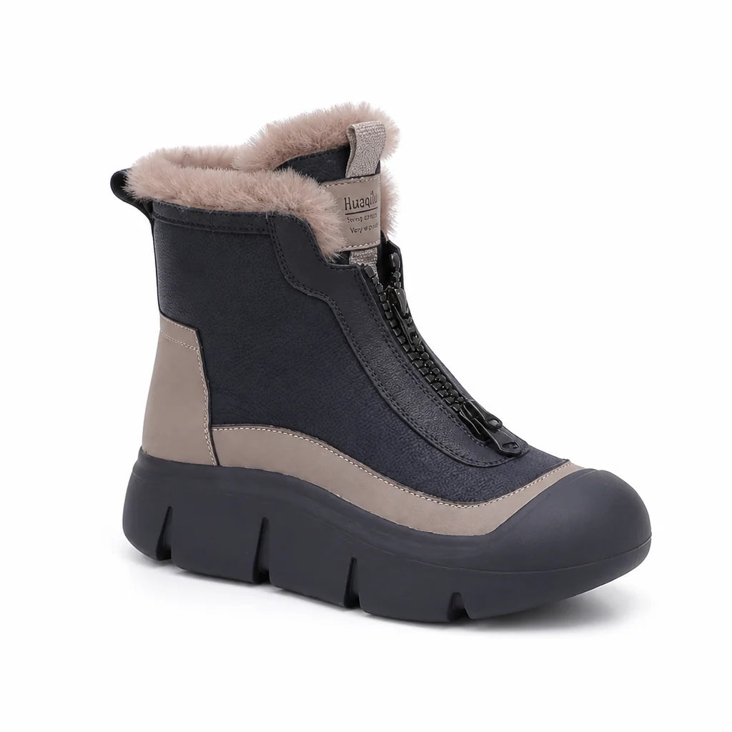 Waterproof insulated snow boots with side zipper