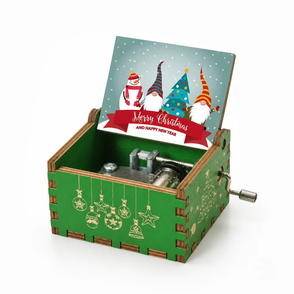Christmas Music Box Hand Crank Wooden Keepsake (Gift for Children)