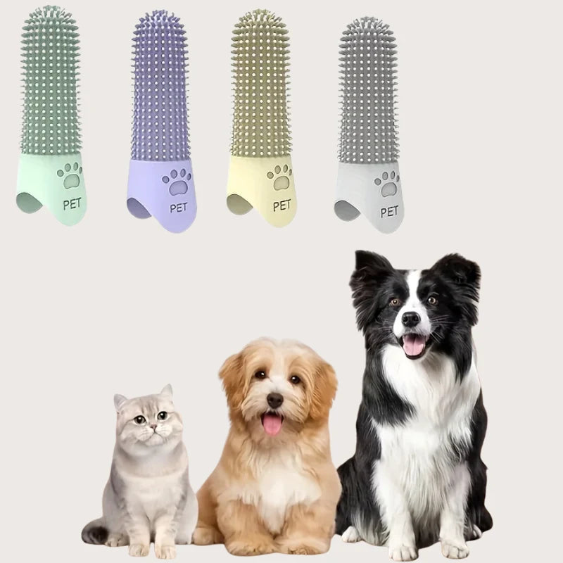Pet Toothbrush for Dogs & Cats Silicone 360° Finger Brush (3-Pack)