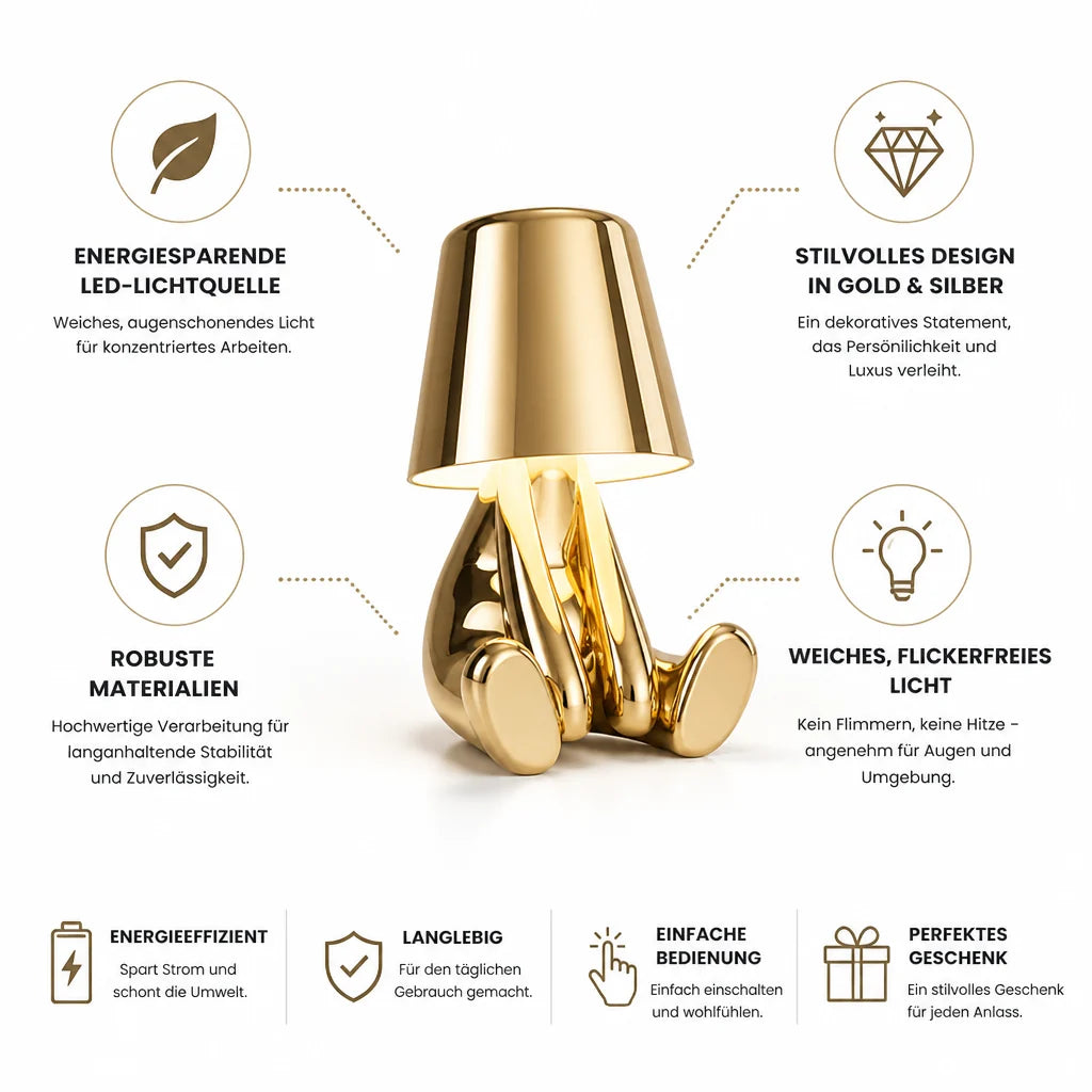 Energy-Saving LED Sculpture Desk Lamp (Gold/Silver)