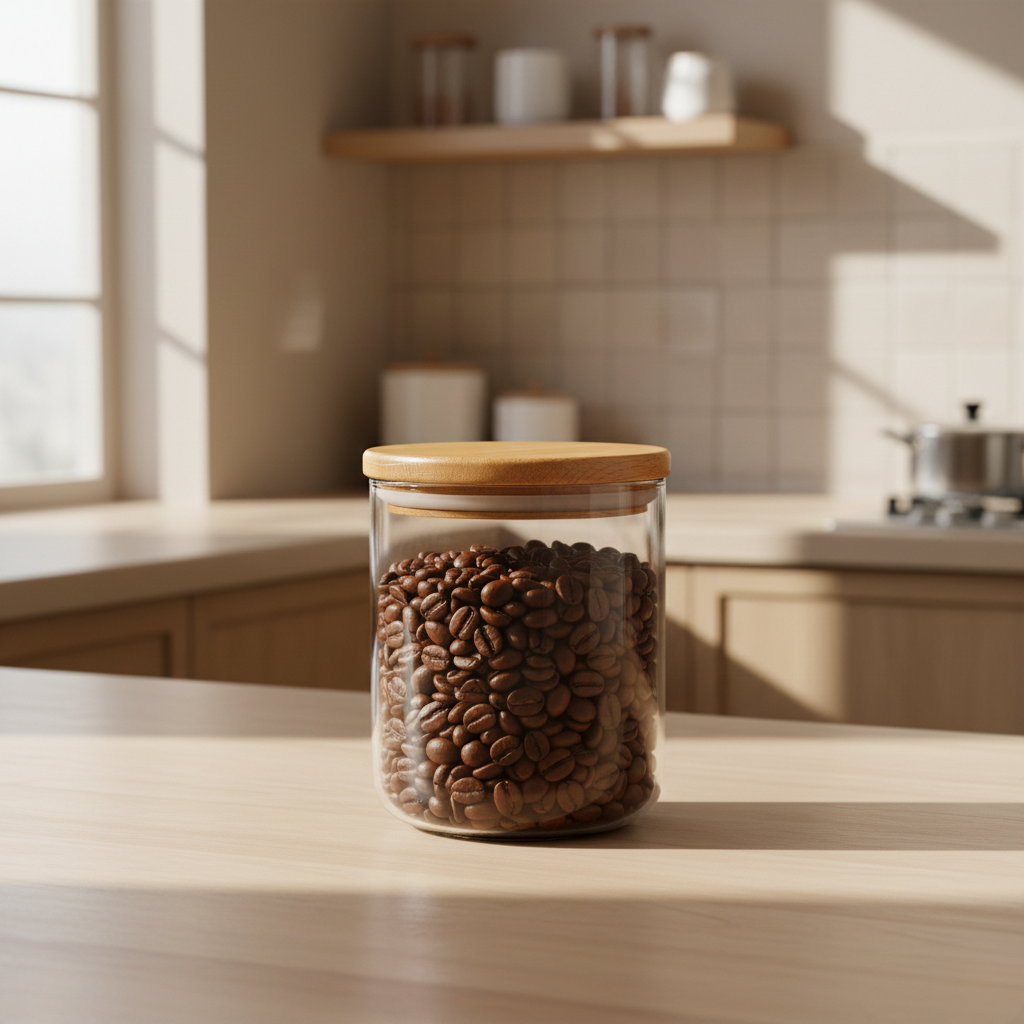 Glass Coffee Bean Jar with Bamboo Lid