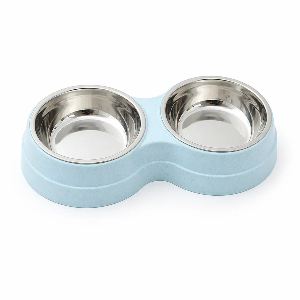 Stainless Steel Double Feeding and Water Bowl (Small Dogs & Cats)