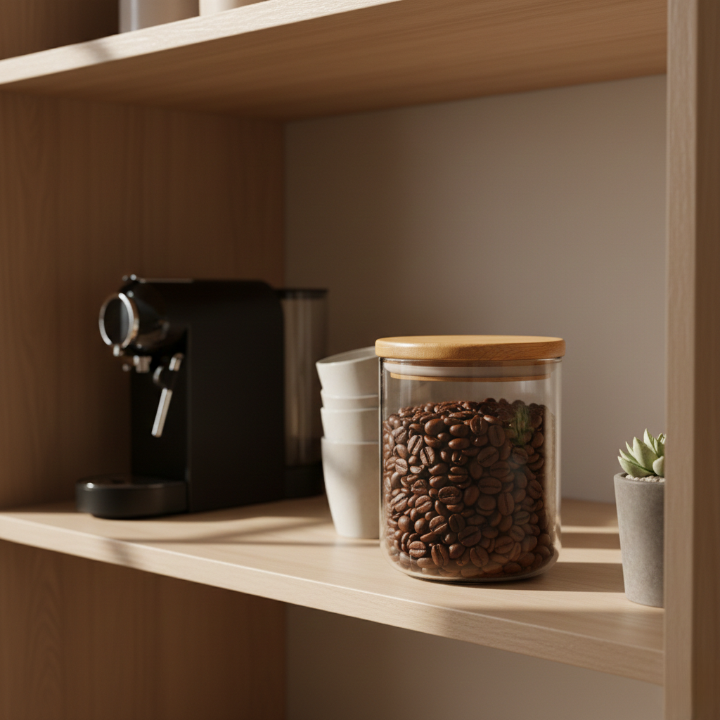 Glass Coffee Bean Jar with Bamboo Lid