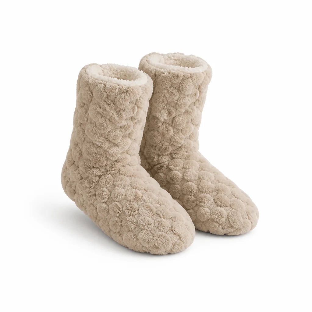 House socks with teddy lining and non-slip sole
