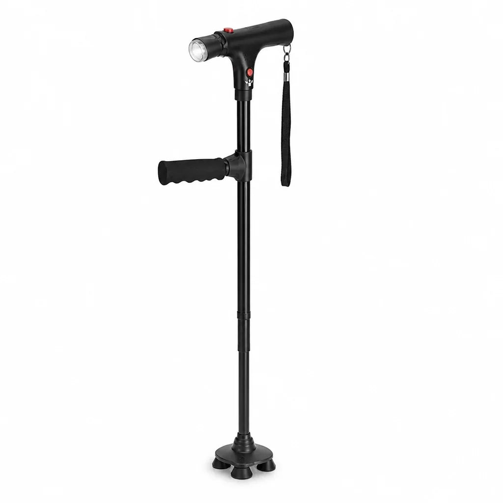 Lightweight Aluminum 4-Point Folding Cane (LED & Alarm) C1