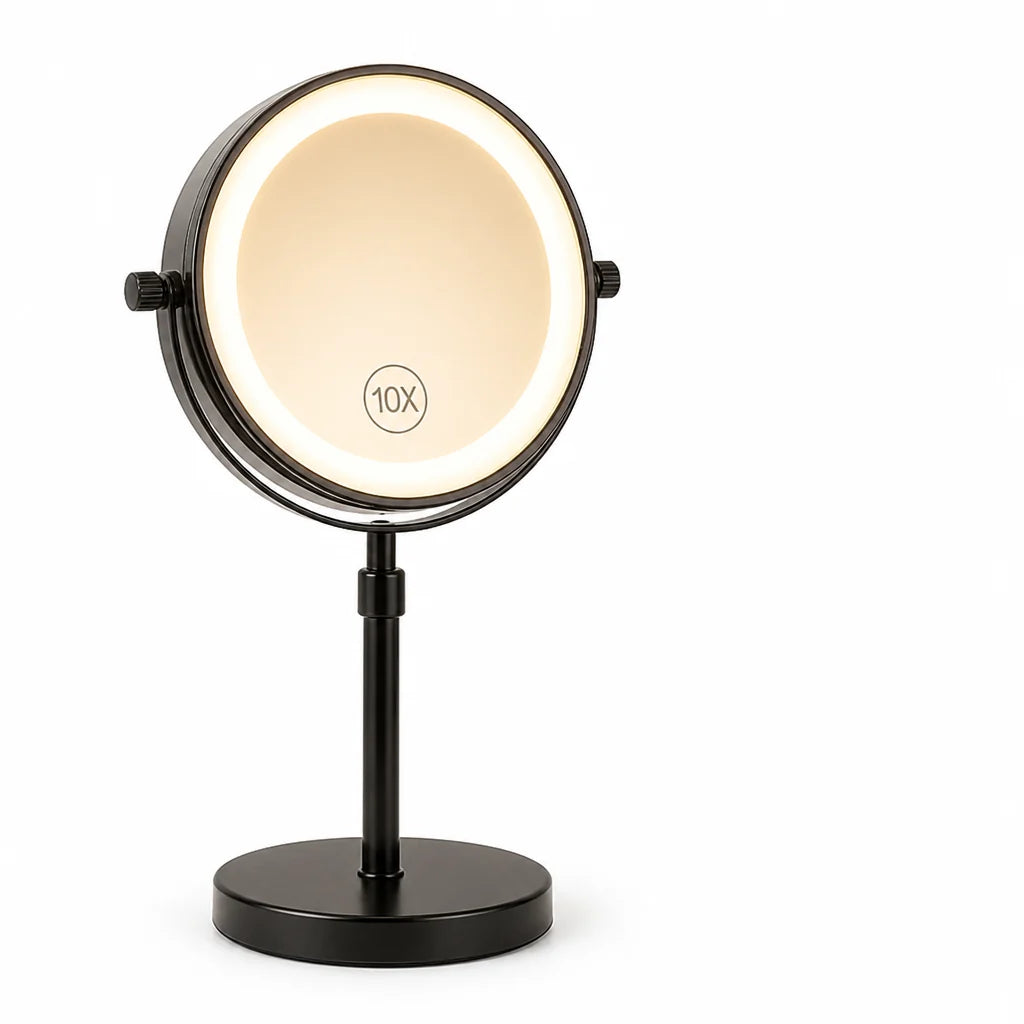 Rechargeable 10X Double-Sided LED Cosmetic Mirror (Telescopic Stand)