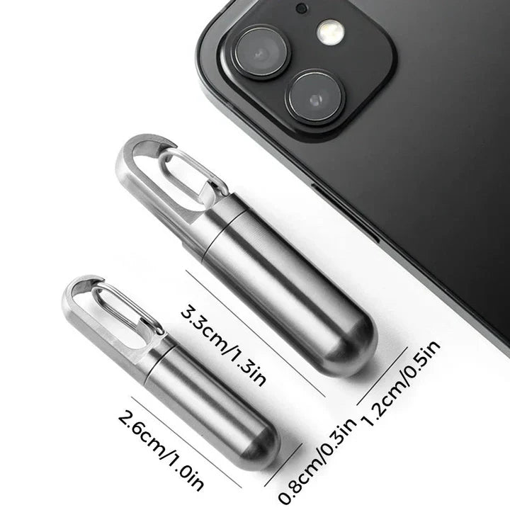 Stainless Steel Waterproof and Airtight Pill Case Keychain