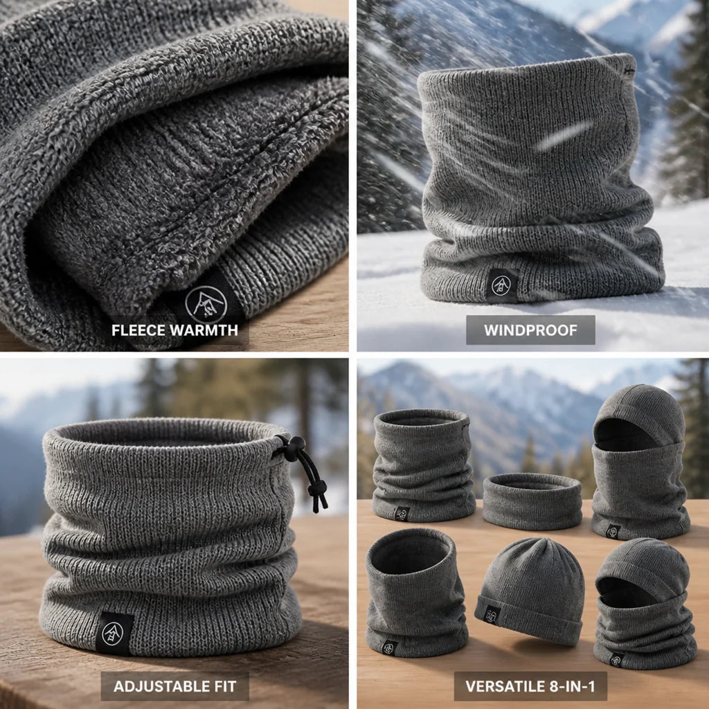 Neck Gaiter Fleece Lined & Windproof (Adjustable Drawstring)