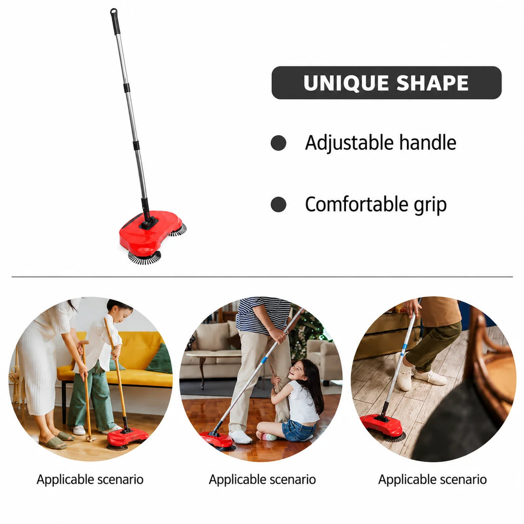 Sweeping Machine with 360° Rotating Brushes and Adjustable Handle