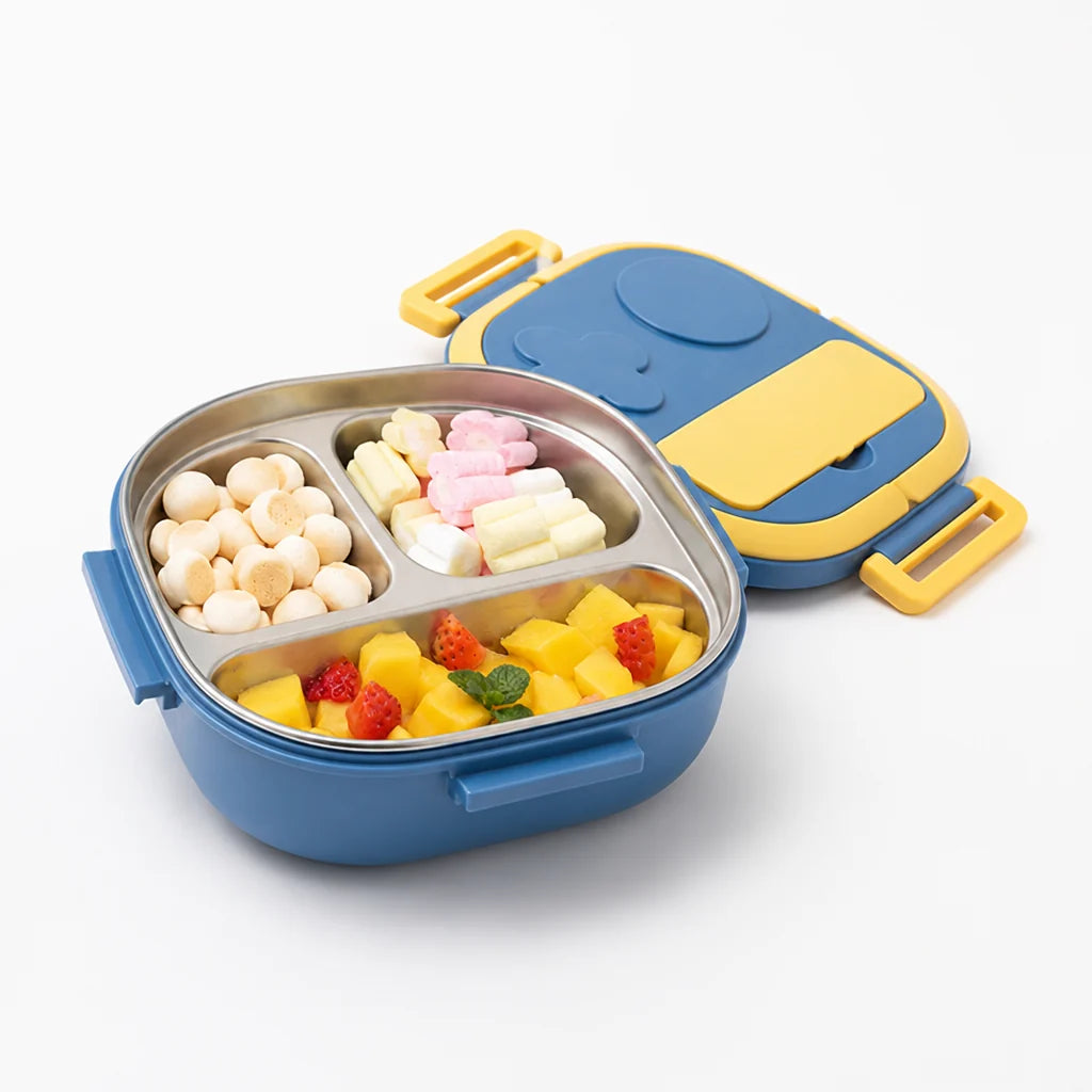 Stainless Steel Bento Box with Dividers (with Cutlery Case)