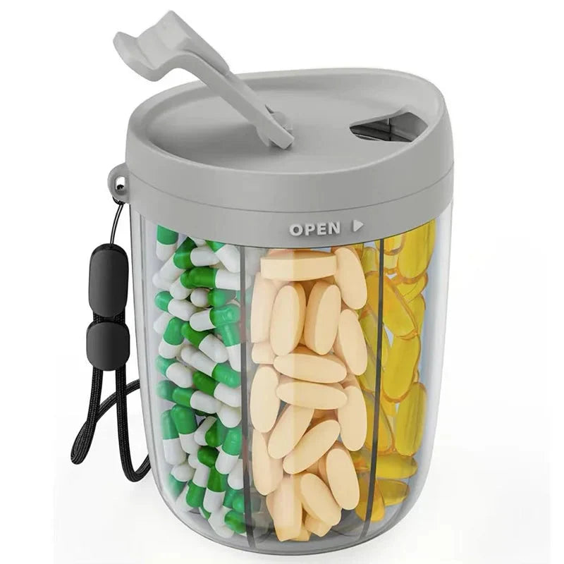 Tablet box with 6 compartments and transparent lid
