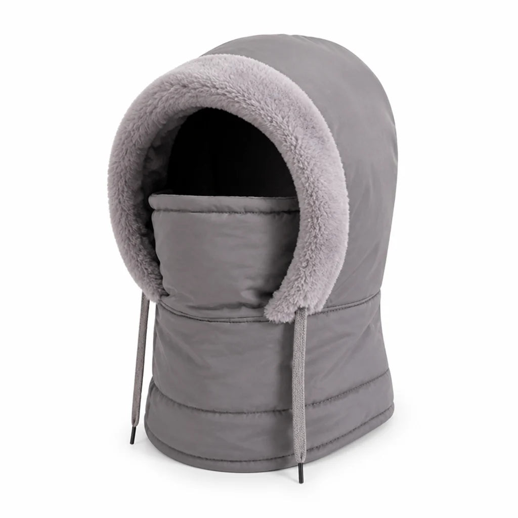 Plush-lined windproof balaclava (integrated face mask)