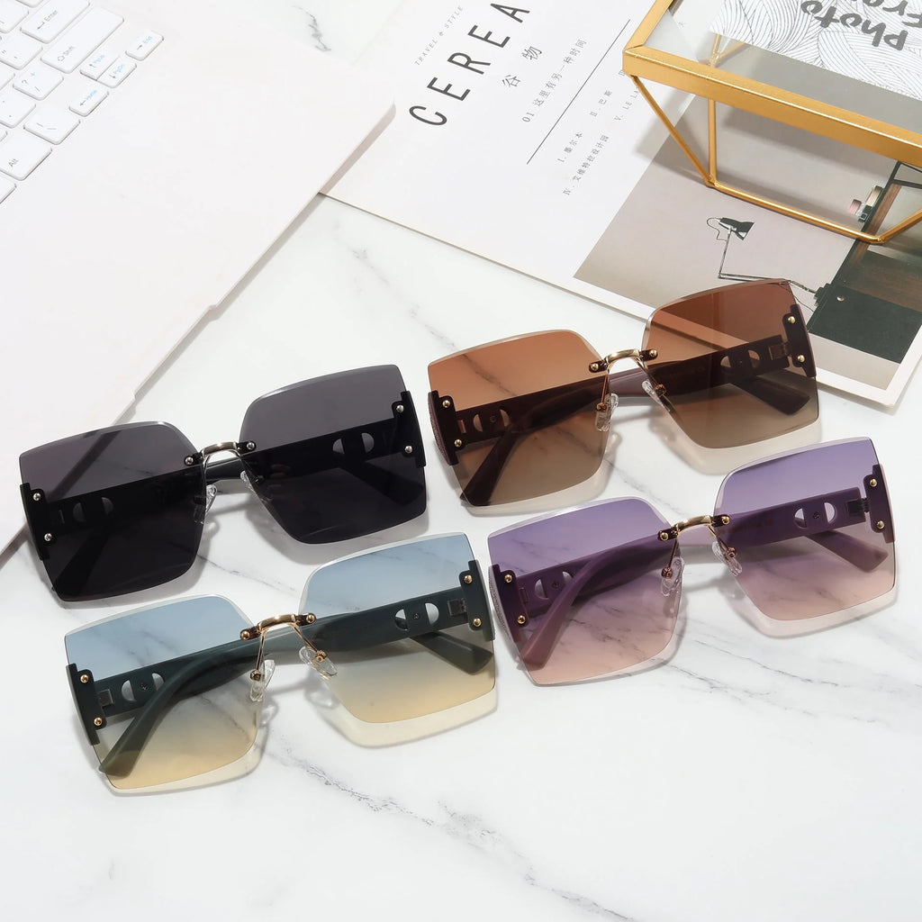 Rectangular Women's Sunglasses with Metal Frame