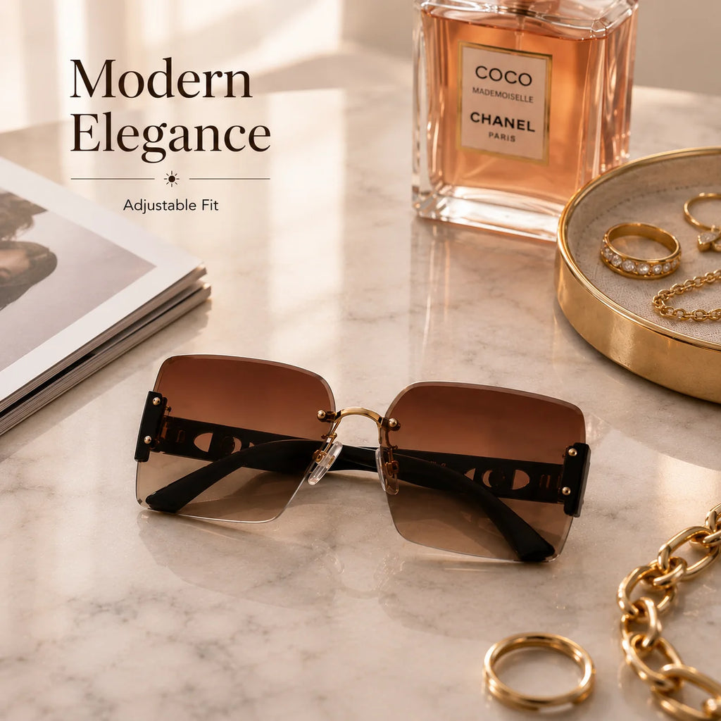Rectangular Women's Sunglasses with Metal Frame