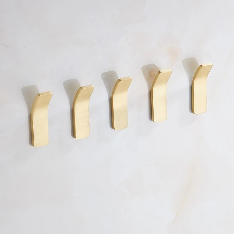 Wall Hooks Brass Finish (5 Piece Set)