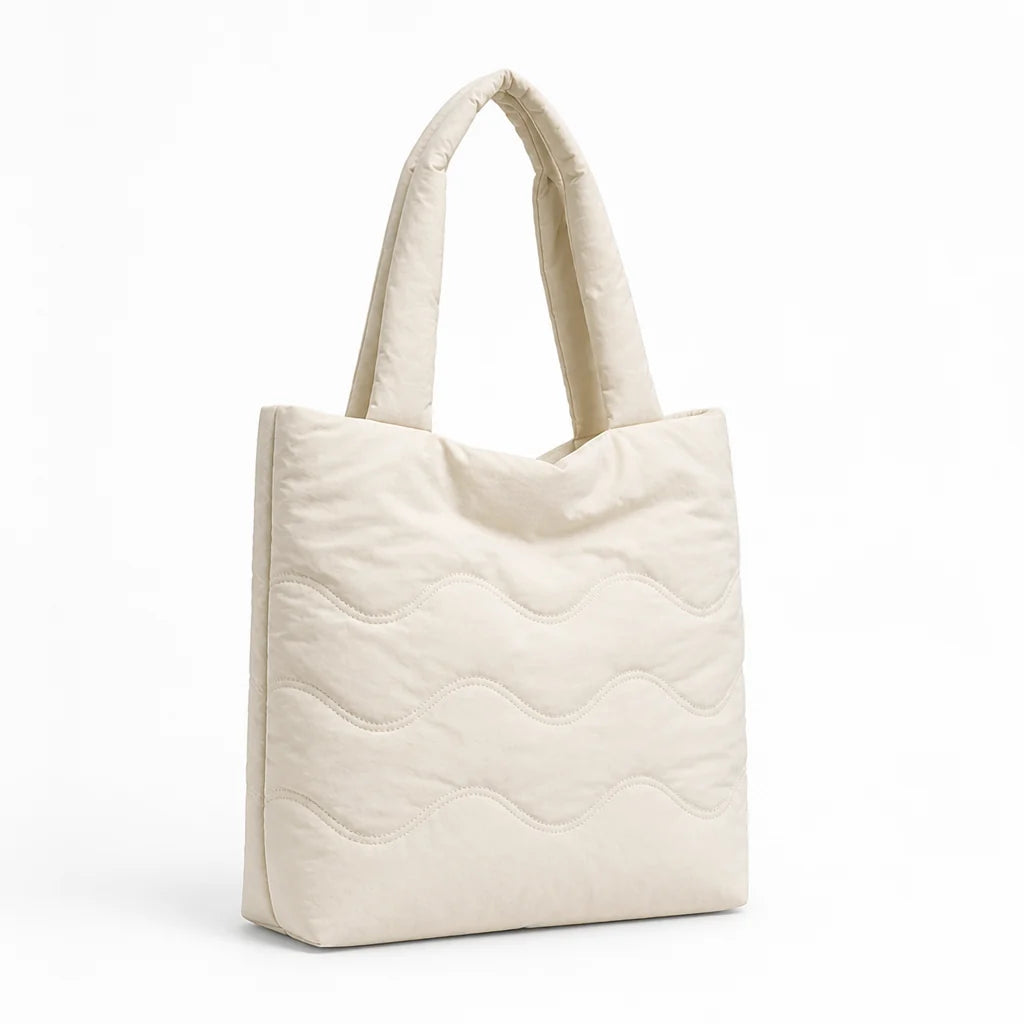 Shoulder bag with wave pattern and additional cotton padding