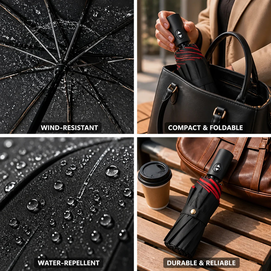 Travel Umbrella Windproof Aluminum Frame (12.6 in Folded)