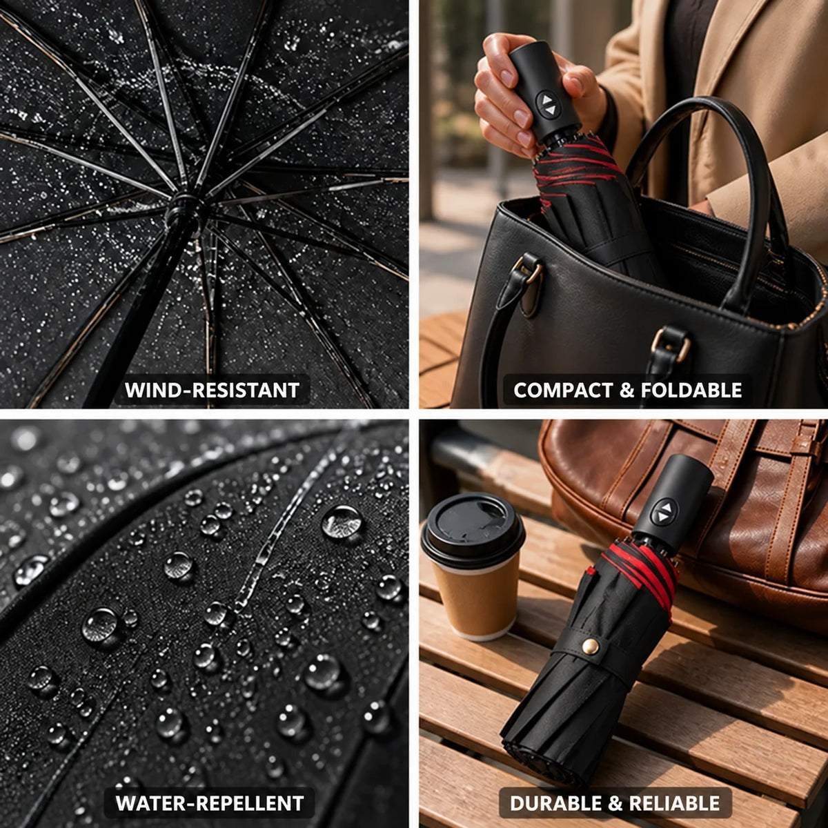 Travel Umbrella Windproof Aluminum Frame (12.6 in Folded)