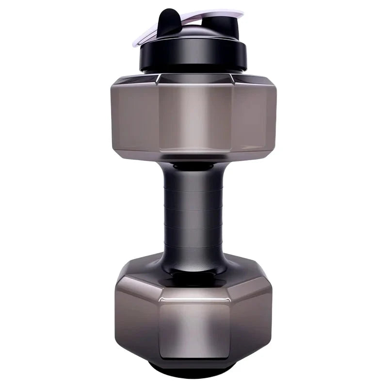Dumbbell-shaped water bottle BPA-free with flip lid