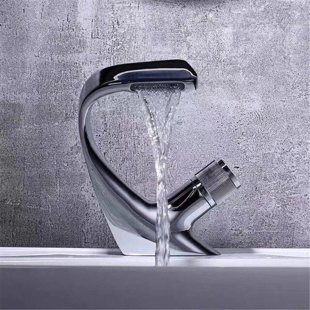 Bathroom Sink Faucet Waterfall Sink Spout Solid Brass