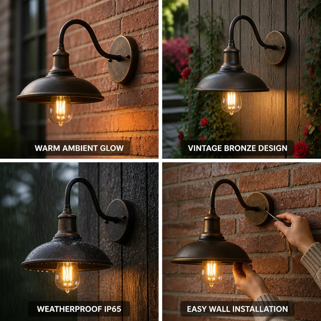 Warm Light Vintage Bronze Outdoor Wall Lamp