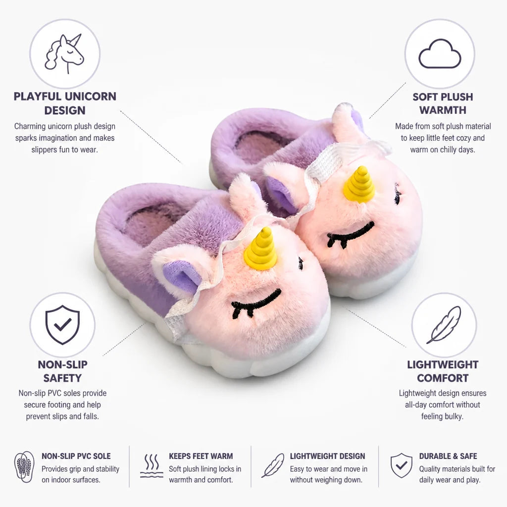 Soft Plush Unicorn Slippers with Non-Slip Sole (Children)
