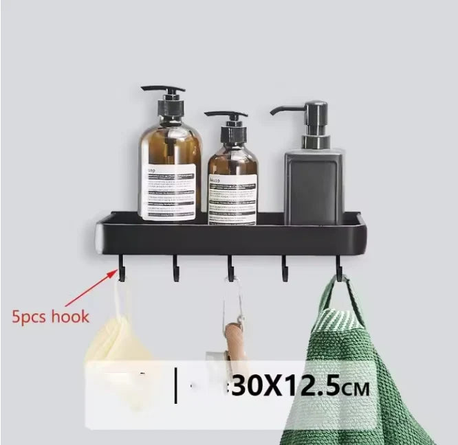 Kellan Wall-Mounted Bathroom Shelf Black