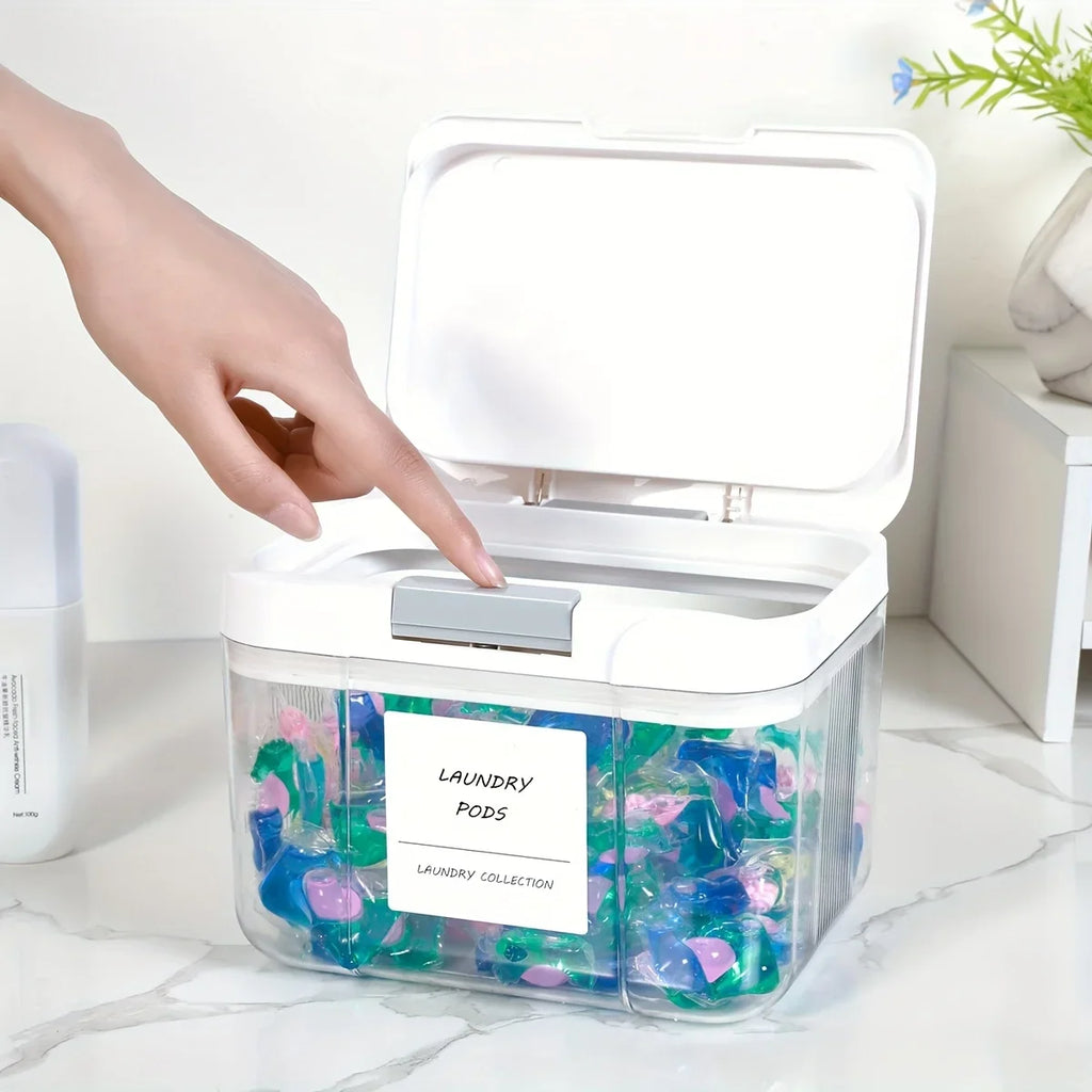 Laundry Pod Storage Box Clear Container & Countertop Organizer