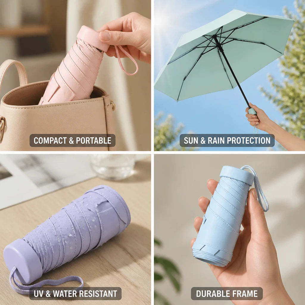 UV and Rain Resistant Foldable Capsule Umbrella