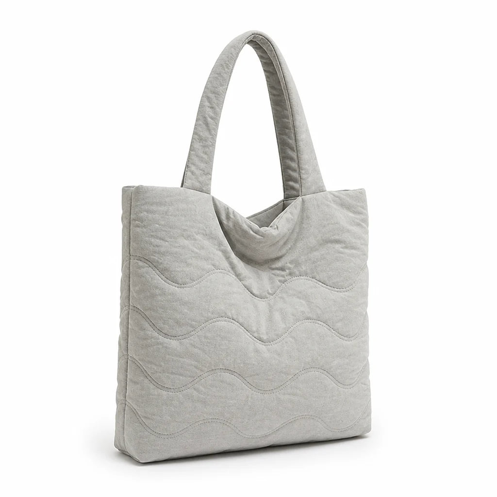 Shoulder bag with wave pattern and additional cotton padding