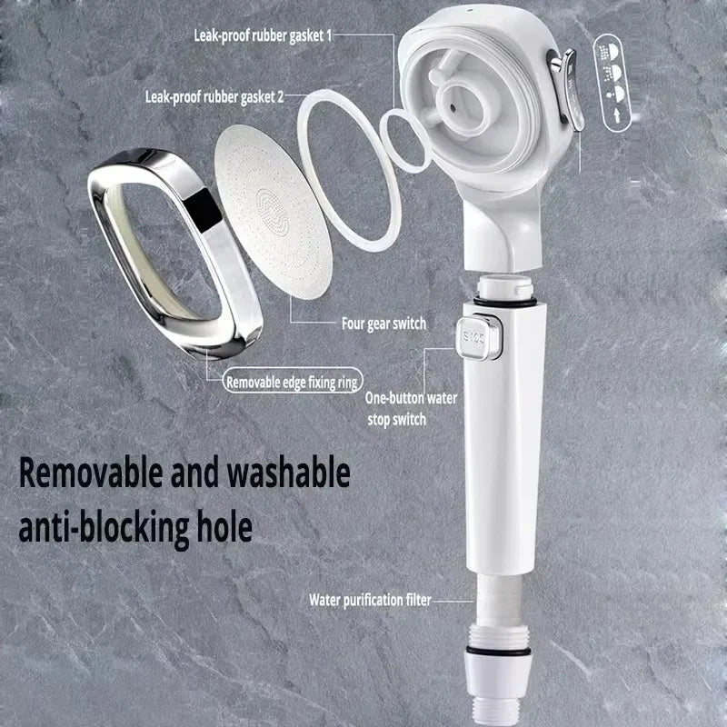 Shower Head High Pressure Water Flow Adjustable Spray Settings