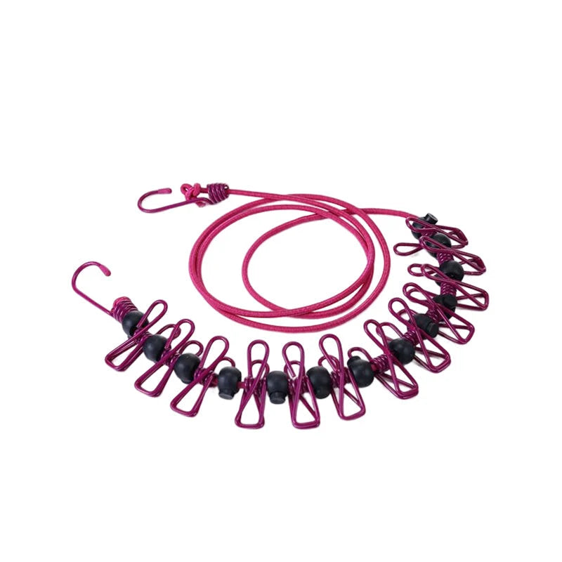 Elastic Clothesline with Clips