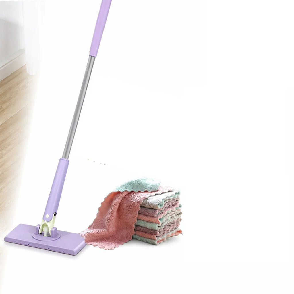 Microfiber Floor Mop Swivel Mop Head & Washable Pads (Wall Mount Holder)
