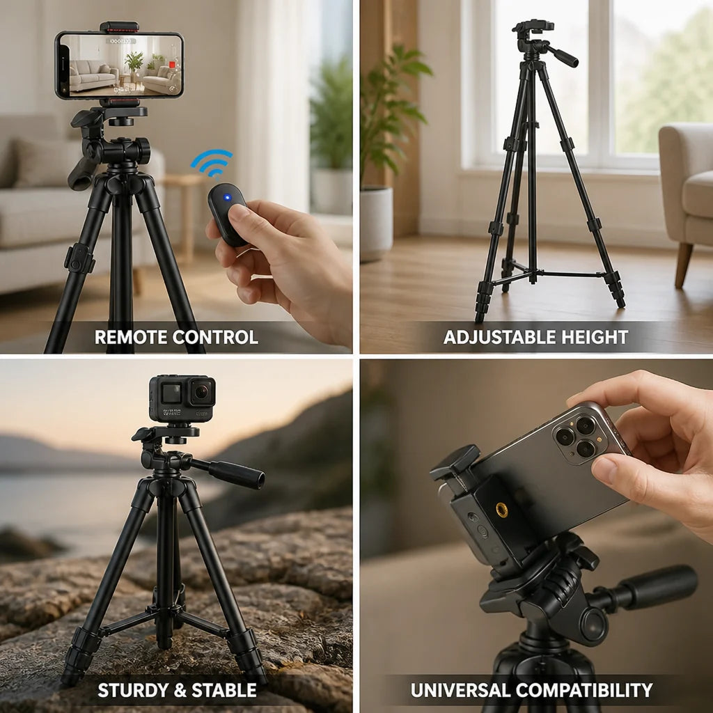 Bluetooth Remote Shutter Retractable Selfie Stick (for Phone and Camera Mounts)